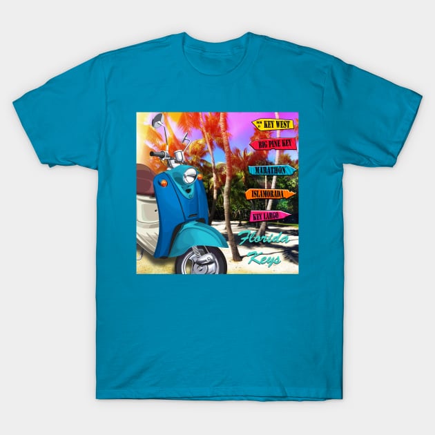 Scoot'n in The Keys T-Shirt by CreativePhil